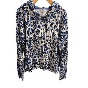 🍒 2/$20 Calvin Klein Hooded Athletic Pullover in Blue & Black Animal Print sz S